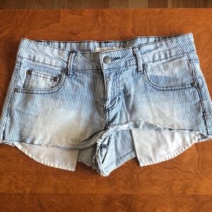 Blue and white pin stripe cut off denim shorts!